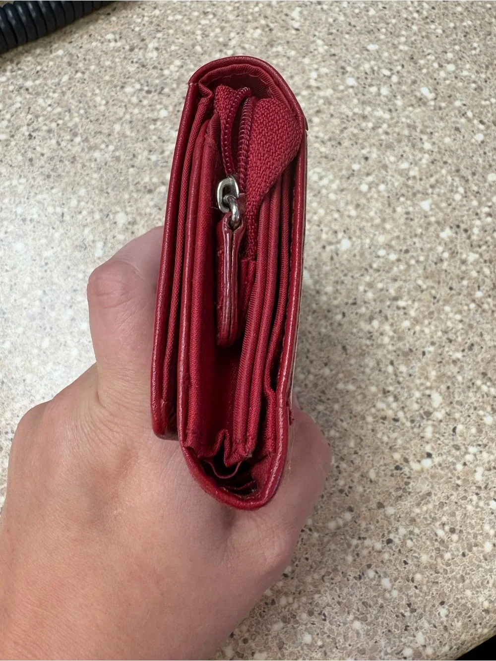 Longaberger Multicolor Striped Canvas Wallet - Red Trim